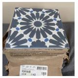 Gorgeous 8x8 Alhambra Blue Ink Dot Geometric Pattern Encaustic Style Heavy Duty Ceramic Wall Floor Tile