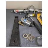 Assortment of Styro Heavy Duty 9.5 in. x 150 ft. Sticky Mesh, Greenlee CM-600 Clamp Meter, Kraft EZY Deck Pro Gun, Air Powered Cut-Off Tool, Crow Bar, Etc.