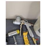 Assortment of Styro Heavy Duty 9.5 in. x 150 ft. Sticky Mesh, Greenlee CM-600 Clamp Meter, Kraft EZY Deck Pro Gun, Air Powered Cut-Off Tool, Crow Bar, Etc.