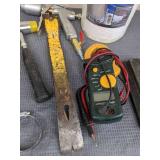 Assortment of Styro Heavy Duty 9.5 in. x 150 ft. Sticky Mesh, Greenlee CM-600 Clamp Meter, Kraft EZY Deck Pro Gun, Air Powered Cut-Off Tool, Crow Bar, Etc.