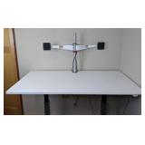 Sit Stand Height-Adjustable Electric Office Desk with Dual Monitor Arms
