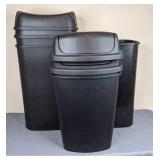 Set of 5 Black Indoor Swing Top Garbage Cans