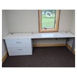 Long White Desk with Two Drawers
