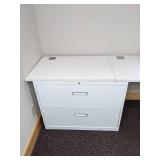 Long White Desk with Two Drawers