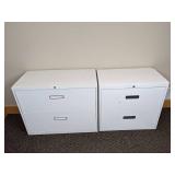 Set of Two White 2-Drawer File Cabinets