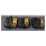 Three Dewalt DCB107 12V/24V Lithium Ion Battery Chargers