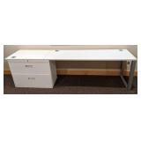 White Computer Desk/Work Station with 2-Drawer File Cabinet