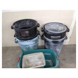 Variety of Storage and Trash Cans with No Lids