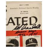 Vintage Sports Illustrated July 7, 1958 Autographed by "Willie Mays", "Ernie Banks", "Del Crandall", and "Stan Musial" with COA