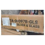 Glass top computer desk with Keyboard Tray