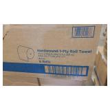 Box of hardwound 1-ply roll towels