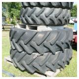 Two 14.9R24 tractor tires and Two 16.9R34