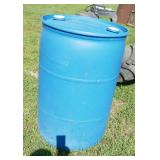 3 blue plastic barrels - empty