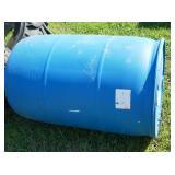 3 blue plastic barrels - empty
