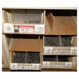 6 Parts boxes full of Hex Cap Screws, wood and drywall screws