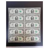 (10) Sequential $2 Bills - Dated 2017