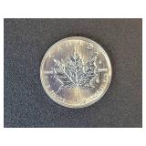 1989 1 oz Canadian Maple $5 Coin - .9999 Fine Silver