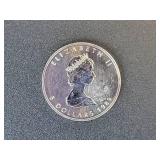 1989 1 oz Canadian Maple $5 Coin - .9999 Fine Silver