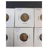 (10) US Lincoln Wheat Cents - Graded F to AU