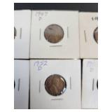 (10) US Lincoln Wheat Cents - Graded F to AU