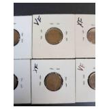 (10) US Lincoln Wheat Cents - Graded F to AU