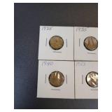 (10) US Lincoln Wheat Cents - Graded VF to XF