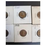 (10) US Lincoln Wheat Cents - Graded VF to XF