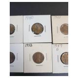 (10) US Lincoln Wheat Cents - Graded VF to XF