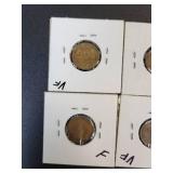 (10) US Lincoln Wheat Cents - Graded VF to XF
