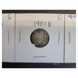 (6) Barber US Dimes - 90% Silver - Graded from AG to G