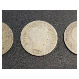 (6) Barber US Dimes - 90% Silver - Graded from AG to G