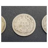 (6) Barber US Dimes - 90% Silver - Graded from AG to G