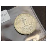 1963-D Washington US Quarter Dollar - 90% Silver - Graded BU