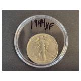 1944 Walking Liberty US Half Dollar - 90% Silver - Graded XF