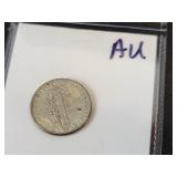 1943 Mercury US Dime - 90% Silver - Graded AU