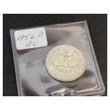1956-D Washington US Quarter Dollar - 90% Silver - Graded BU