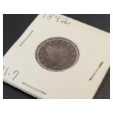 1892 Liberty US Nickel with "Cents" - Graded VG