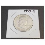 1949-S Franklin US Half Dollar - 90% Silver - Graded F