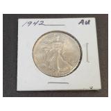 1942 Walking Liberty US Half Dollar - 90% Silver - Graded AU