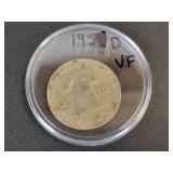 1954-D Franklin US Half Dollar - 90% Silver - Graded VF