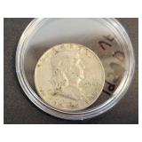 1954-D Franklin US Half Dollar - 90% Silver - Graded VF