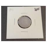 1891 Seated Liberty US Dime - 90% Silver - Graded VF