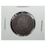 1891 Seated Liberty US Dime - 90% Silver - Graded VF