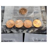 Lot of Uncirculated US Coins - 2009 Pennies, 1956, 1957, and 1970 Pennies, and 2010 Yellowstone National Park Quarter
