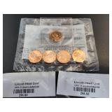 Lot of Uncirculated US Coins - 2009 Pennies, 1956, 1957, and 1970 Pennies, and 2010 Yellowstone National Park Quarter