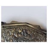 Vintage Jewelry Box with Belt Buckles, Tools, Vintage Dater Stamp (Latest year is 1935), Brass Measuring Tape, and More!