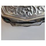 Vintage Jewelry Box with Belt Buckles, Tools, Vintage Dater Stamp (Latest year is 1935), Brass Measuring Tape, and More!