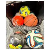 REEBOK Ball Bag on Wheels with Back Straps and Various Sports Balls
