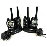 2 sets of 2 MIDLAND GXT WALKEE TALKIE Two-Way - Long Range Radios with Charging Bases.
