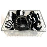 BAUER / UNDER ARMOR / REEBOX Brand HOCKEY GEAR with Metal Storage Bin